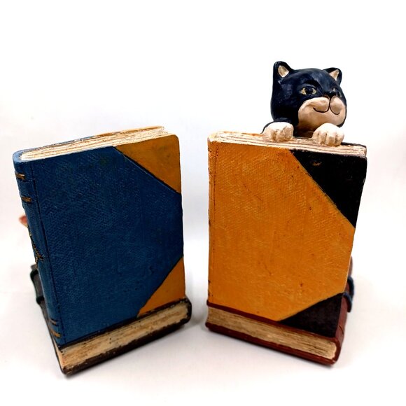 Vtg Whittle Cats Bookends Figi Graphics 5 In. Tall 2.5 In. Wide 3 In. Deep 1996 - Picture 2 of 6
